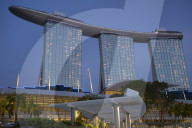 The Marina Bay Sands Hotel in Marina Bay at dusk