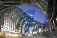 Phoenix International Media Centre at dusk, Beijing, China