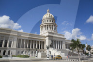Capitol Building with Classic Old Car, Old Town, UNESCO World Heritage Site, Havana, Cuba