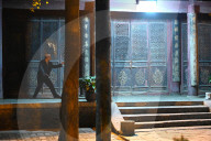 Man doing T‚Äôai Chi in inner courtyard of Xi‚Äôan Great Mosque before evening prayer, Xi‚Äôan, Shaanxi, China