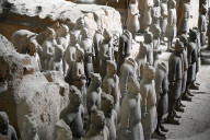 Terracotta army, soldiers and a horse, buried with Emperor Qin Shi Huang in 210-209 BC, Xi‚Äôan, China