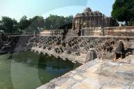 Ornately carved Modhera Sun temple and tank, built in 1026 by Bhima of Chaulukya dynasty, Mehsana, Gujarat, India