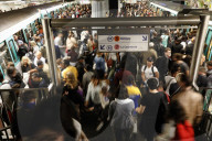Rush hour in the Paris metro, France.