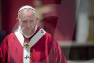 Francis walking at the end of the Pentecost Holy Mass in St. Peter's Square, at the Vatican.