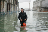 St. Mark's square during the high tide in Venice, november 2019, Venice, Italy, Europe