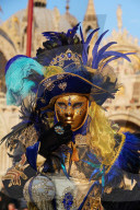Masks at the Venice Carnival in St. Mark's Square, Venice, Veneto, Italy, Europe