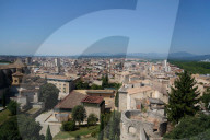 View of Girona from the old city walls, Girona, Catalonia, Spain, Europe