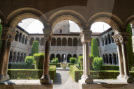 The cloister of Santa Maria de Ripoll Benedictine monastery, Girona province, Catalonia, Spain, Europe
