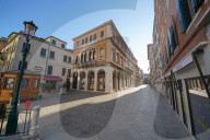 Calle Larga XXII Marzo during Coronavirus lockdown, Venice, Italy, Europe