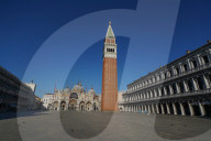San Marco square and Basilica during Coronavirus lockdown, Venice, Italy, Europe