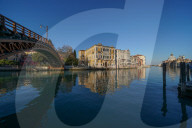 Accademia bridge on the Grand Canal of Venice during Coronavirus lockdown, Venice, Italy, Europe