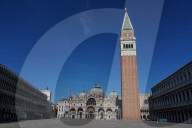 Venice St Mark's Square during Coronavirus lockdown, Venice, Italy, Europe