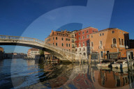 Scalzi bridge on the Venice Grand Canal during Coronavirus lockdown, Venice, Italy, Europe