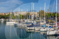 View of Pula Marina and Arena (Ampetheatre), Pula, Istria County, Croatia, Adriatic, Europe