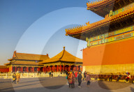 View inside the Forbidden City at sunset, Beijing, Xicheng, People's Republic of China, Asia