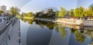 View of moat and City wall of Xi'an, Shaanxi Province, People's Republic of China, Asia