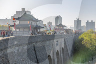 View of the ornate City Wall of Xi'an, Shaanxi Province, People's Republic of China, Asia