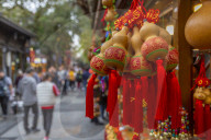 Chinese souvenirs in Kuanxiangzi Alley, Chengdu, Sichuan Province, People's Republic of China, Asia