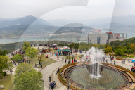 View of The Three Gorges Dam and visitors centre at Sandouping, Sandouping, Hubei, China, Asia