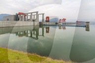 View of The Three Gorges Dam and visitors centre at Sandouping, Sandouping, Hubei, China, Asia