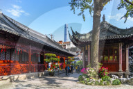 View of traditional and contemporary Chinese architecture in Yu Garden, Shanghai, China, Asia