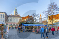 View of Viktealienmarkt Christmas Market, Munich, Bavaria, Germany, Europe