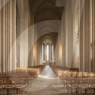 Interior of Grundvigs Church, Bispebjerg, Copenhagen, Denmark