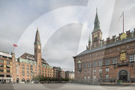 Exterior of Copenhagen City Hall and Scandic Palace Hotel, Copenhagen, Denmark