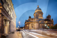 Exterior of Saint Isaac's Cathedral at Night, Saint Petersburg, Leningrad Oblast, Russia