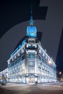 Au Pont Rouge Department Store at Night, Saint Petersburg, Leningrad Oblast, Russia