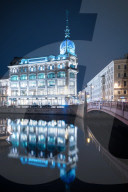 Au Pont Rouge Department Store at Night, Saint Petersburg, Leningrad Oblast, Russia