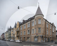 Houses on Huvilakatu Street, Helsinki, Finland
