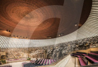 Interior of Temppeliaukion Church, Helsinki, Finland