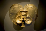 Ancient Gold Mask in The Gold Museum, BogotÃ¡, Cundinamarca, Colombia, South America