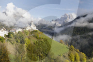 Chiesa di Colle Santa Lucia in the village of Colle Santa Lucia, Italian Dolomites, Italy.