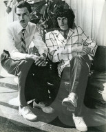 SPARKS UK pop group about 1975 with Ron Mael at left and Russell Mael. Photo Laurens van Houten