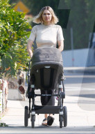 Jessica Hart is seen makeup free out for a stroll with her 6-month-daughter Baby-Rae in her Los Angeles neighborhood.