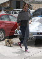 Rick Springfield and his dog Bindi are seen arriving at the Vintage Grocers in Malibu in his vintage Stingray Corvette. 