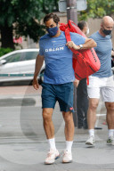 Roger Federer arriving at his hotel during Roland Garros 2021