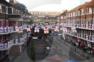 Hundreds of England flags adorn London housing estate in Euros fan frenzy.
