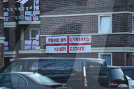 Hundreds of England flags adorn London housing estate in Euros fan frenzy.