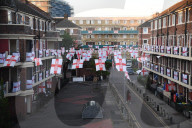 Hundreds of England flags adorn London housing estate in Euros fan frenzy.