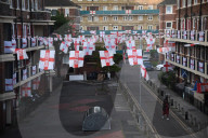 Hundreds of England flags adorn London housing estate in Euros fan frenzy.