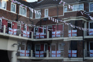 Hundreds of England flags adorn London housing estate in Euros fan frenzy.