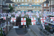 Hundreds of England flags adorn London housing estate in Euros fan frenzy.