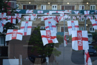 Hundreds of England flags adorn London housing estate in Euros fan frenzy.