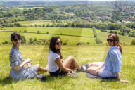 Walkers and picnikers enjoy the warm weather in Surrey. 