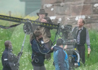 PEOPLE -  Harrison Ford als Indiana Jones am Set bei Dreharbeiten in Leaderfoot, UK