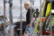NEWS - Premierminister Boris Johnson kommt nach seiner Morgentraining an der Rückseite der Downing Street an