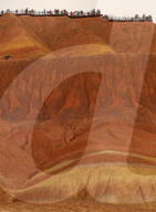 FEATURE -  Touristen in den Rainbow Mountains in Wangye, China